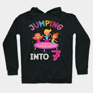 Jumping Into 7 Year Old Birthday Trampoline 7Th Party Hoodie